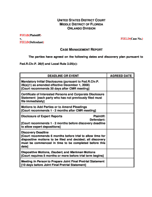 Case Management Report