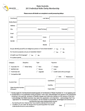 Skate Australia Individual Roller Derby Membership Application