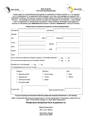 Skate Australia Individual Membership Application