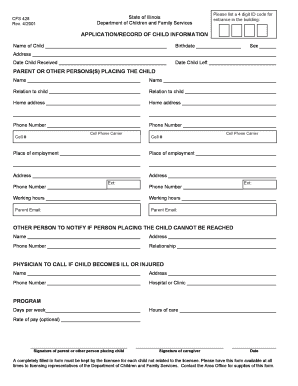 Illinois Child Care Application Form