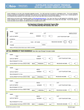 Ohio Scholarship Income Verification Form