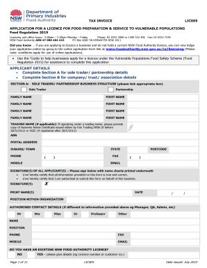 NSW Food Preparation & Service License Application