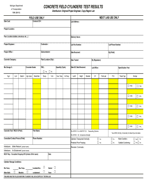Michigan Concrete Field Cylinder Test Results