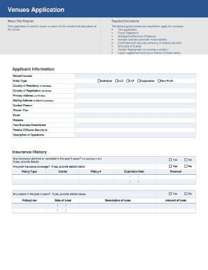 Venues Application Form