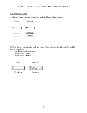Music Theory Fundamentals Exam Examples