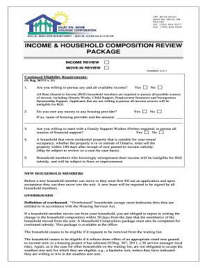 Income and Household Composition Review Form