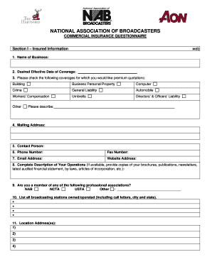 Commercial Insurance Questionnaire