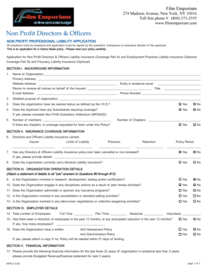 Non Profit Directors amp Officers - Film Emporium Inc