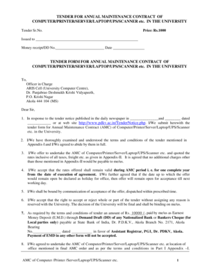 TENDER FOR ANNUAL MAINTENANCE CONTRACT OF COMPUTERPRINTER