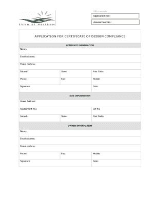 Application for Certificate of Design Compliance