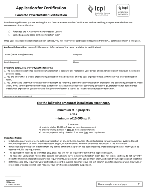 Application for ICPI Concrete Paver Installer Certification