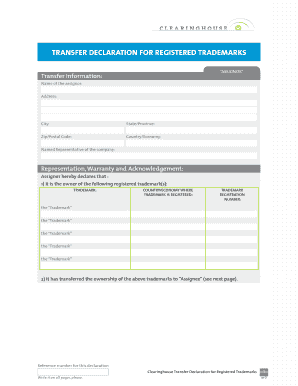 Transfer Declaration for Registered Trademarks