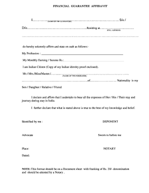 Financial Guarantee Affidavit