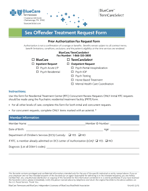 Tennessee Sex Offender Treatment Request Form