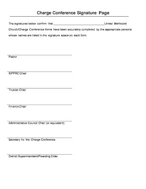 United Methodist Church Charge Conference Signature Page