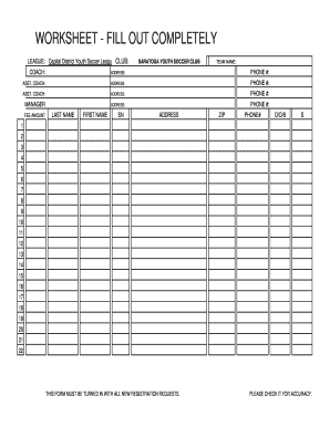 Capital District Youth Soccer League Registration Form