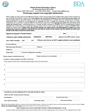 British Dental Association Article Request Form