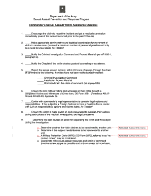 Commander’s Sexual Assault Victim Assistance Checklist