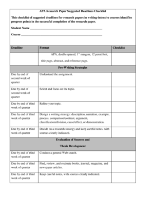 APA Research Paper Suggested Deadlines Checklist This - webapps national