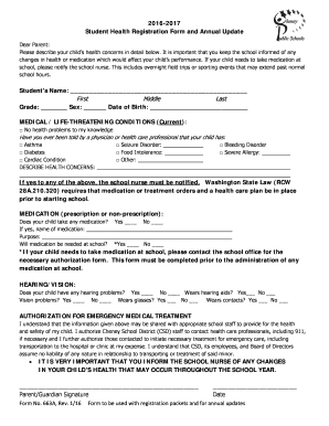 Student Health Registration Form