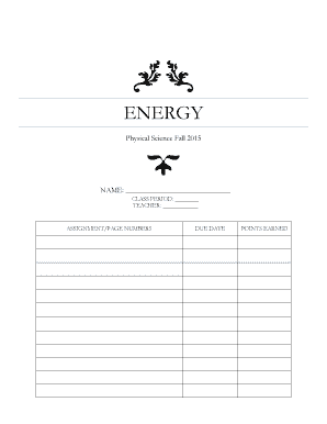 Physical Science Energy Worksheet