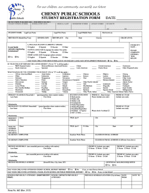 Cheney Public Schools Student Registration Form