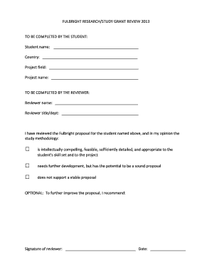Fulbright Research Grant Review Form