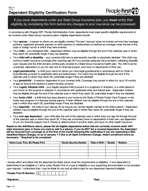 Florida Dependent Eligibility Certification Form