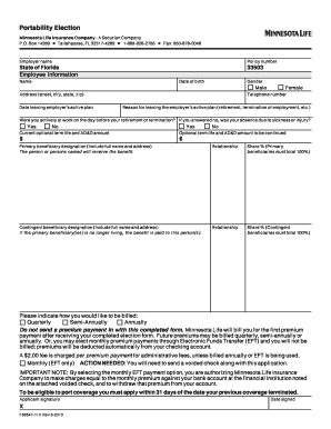 Florida State Employee Term Life and AD&D Portability Election Form