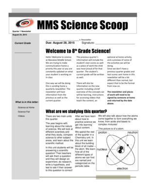 8th Grade Science Newsletter