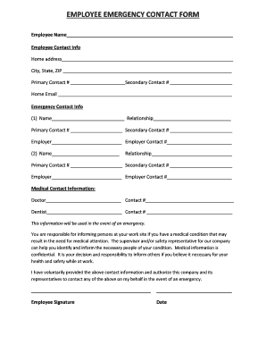 Employee Emergency Contact Form