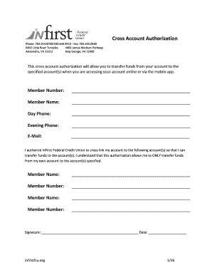 Cross Account Authorization Form