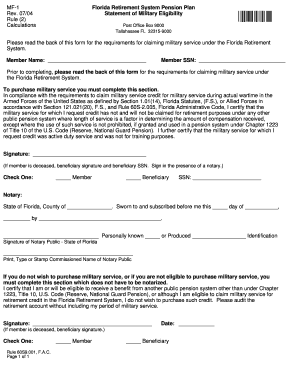 Florida Retirement System Military Eligibility Form