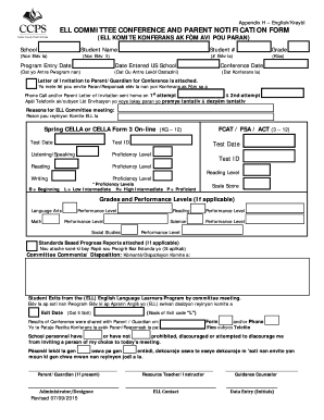 ELL Committee Conference and Parent Notification Form