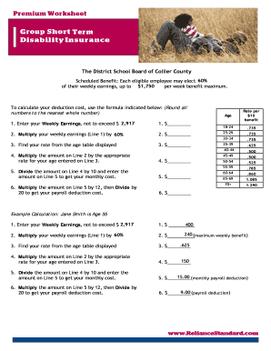 Disability Insurance Premium Worksheet