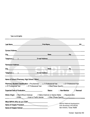 Student National Pharmaceutical Association Membership Application