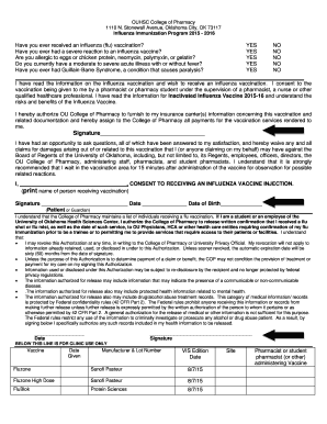 Influenza Vaccination Consent Form
