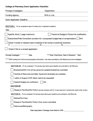 College of Pharmacy Grant Application Checklist - pharmacy ouhsc
