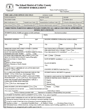 Collier County Student Enrollment Form