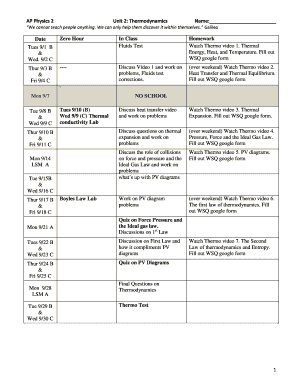 AP Physics 2 Thermodynamics Worksheet