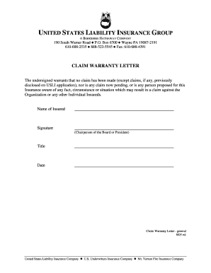 Claim Warranty Letter