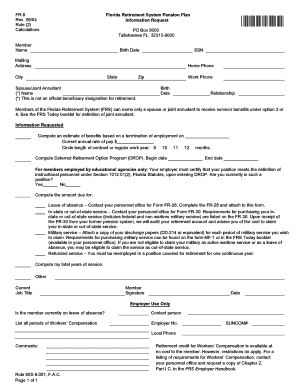 Florida Retirement System Pension Plan Information Request