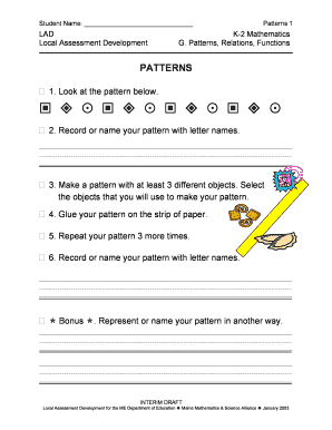 K-2 Mathematics Patterns Assessment