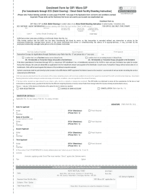 HDFC Mutual Fund SIP Enrolment Form