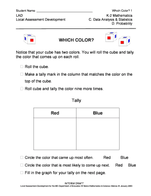 Which Color Math Assessment Form