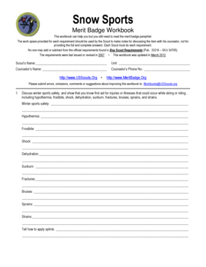 Snow Sports Merit Badge Workbook