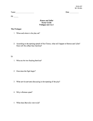 Romeo and Juliet Study Guide