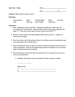 Science Lab Report on Slime States of Matter