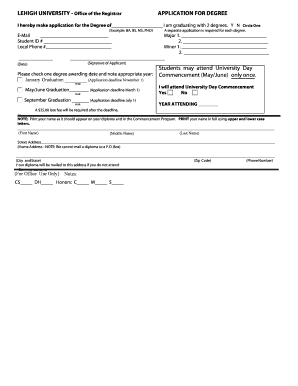 Lehigh University Degree Application