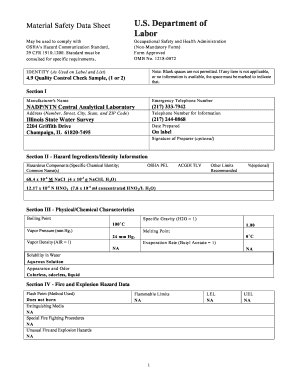 OSHA Material Safety Data Sheet
